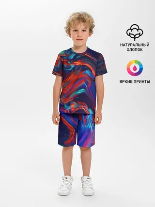 Детская пижама с шортами / Абстракция краски