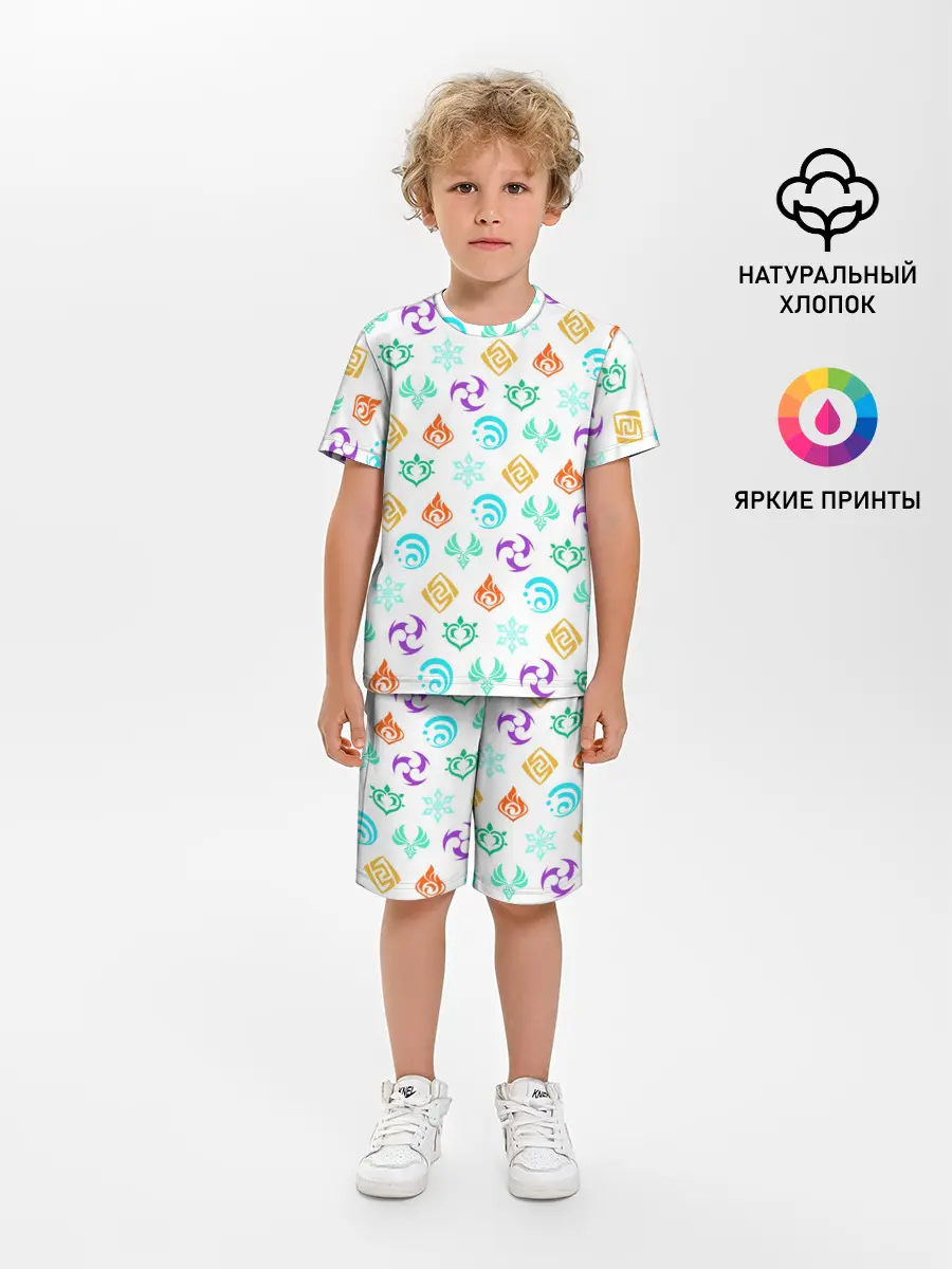 Детская пижама с шортами / GENSHIN IMPACT ЭМБЛЕМЫ