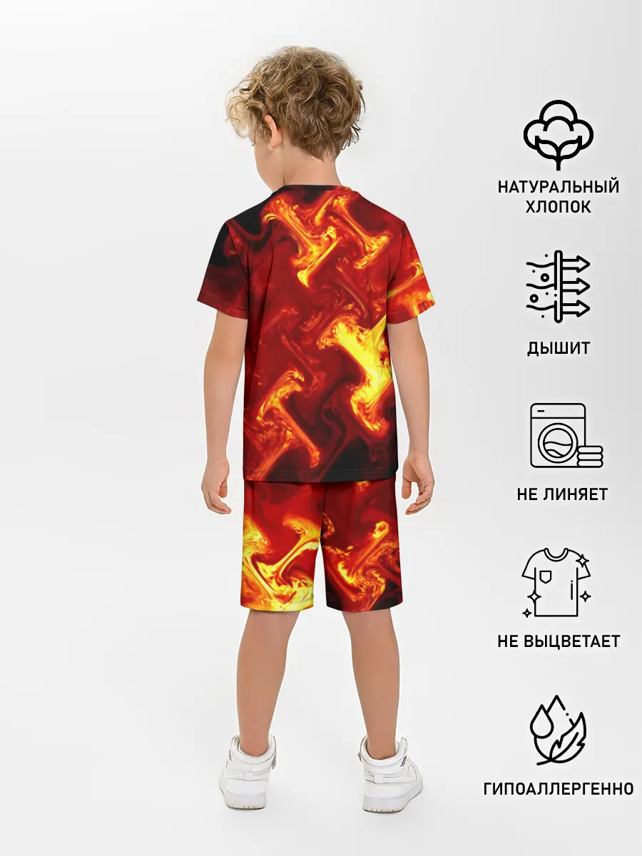 Детская пижама с шортами / Огненная лава