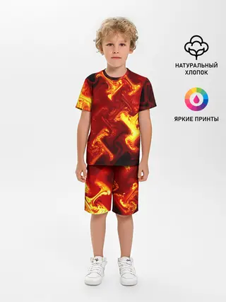 Детская пижама с шортами / Огненная лава