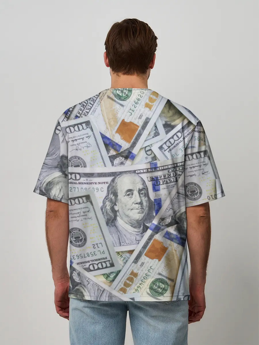Мужская футболка оверсайз / Доллары