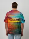 Мужская футболка оверсайз / Glitch Sunset