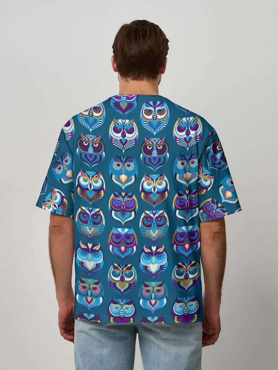 Мужская футболка оверсайз / Совы