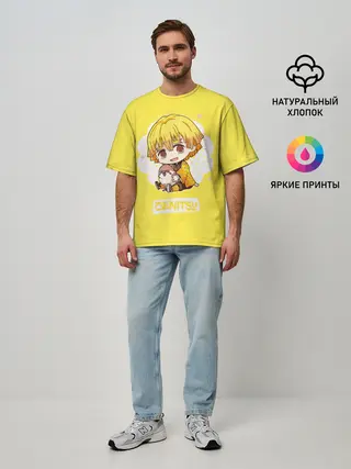 Мужская футболка оверсайз / Zenitsu Agatsuma Kimetsu no Yaiba