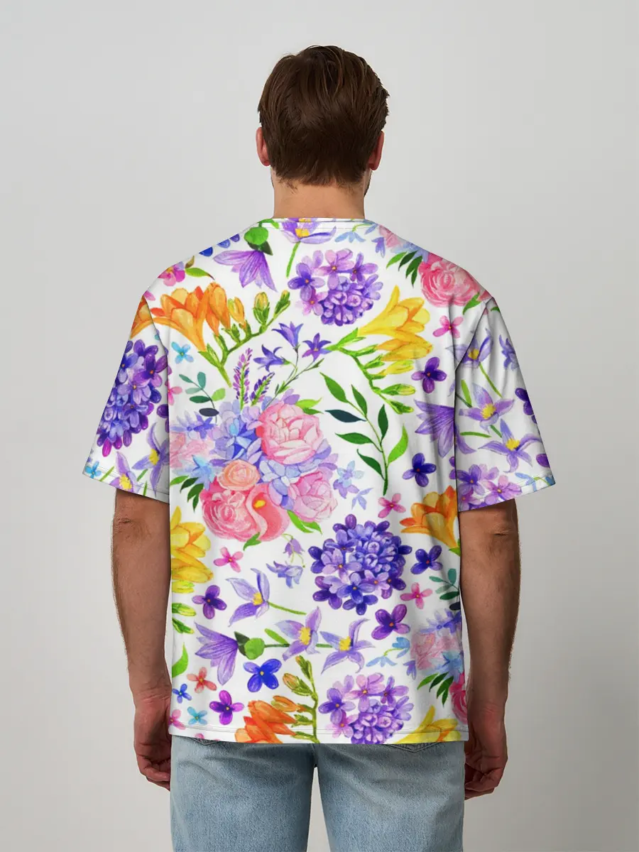 Мужская футболка оверсайз / Весенняя пора | Акварель