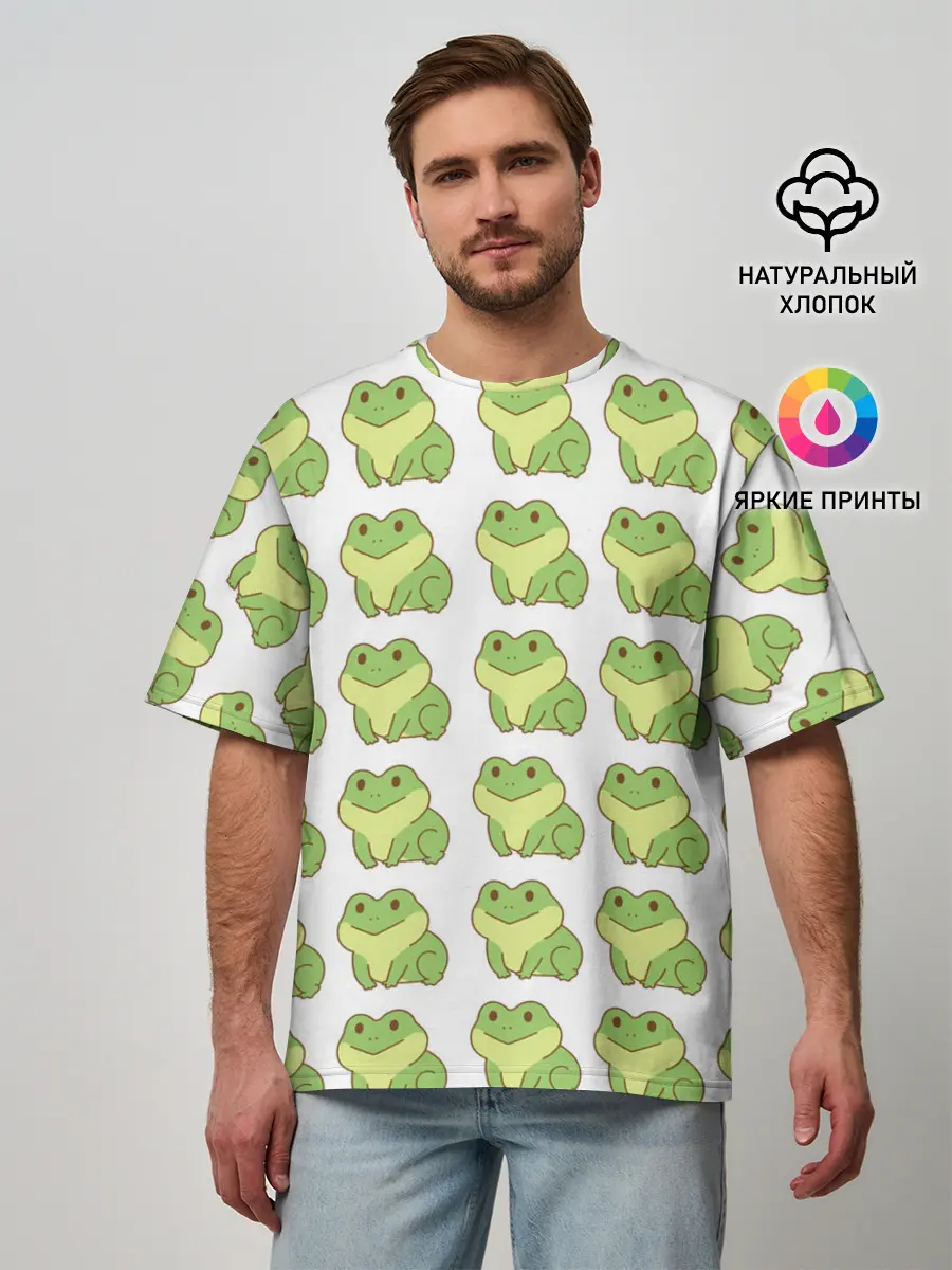 Мужская футболка оверсайз / лягушки