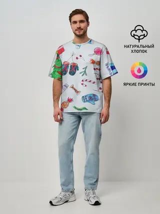 Мужская футболка оверсайз / шарики фонарики