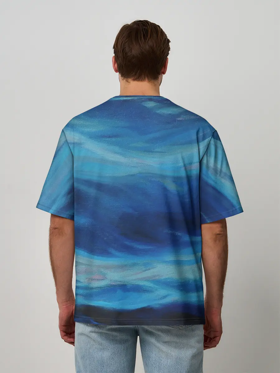 Мужская футболка оверсайз / Акварельное море