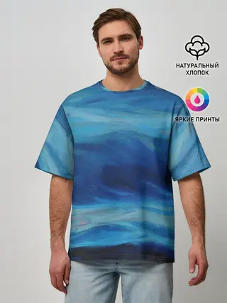 Мужская футболка оверсайз / Акварельное море