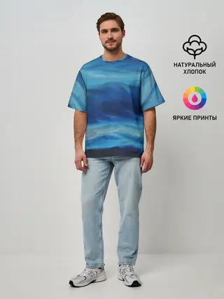 Мужская футболка оверсайз / Акварельное море
