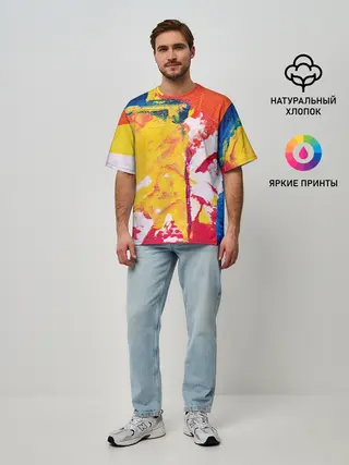 Мужская футболка оверсайз / Красочное счастье
