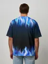 Мужская футболка оверсайз / Синий Огонь