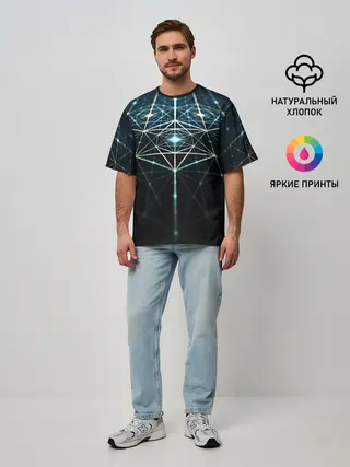 Мужская футболка оверсайз / CYBERWORLD ABSTRACT