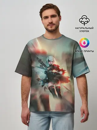 Мужская футболка оверсайз / 2B | Nier Automata