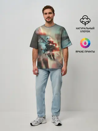 Мужская футболка оверсайз / 2B | Nier Automata