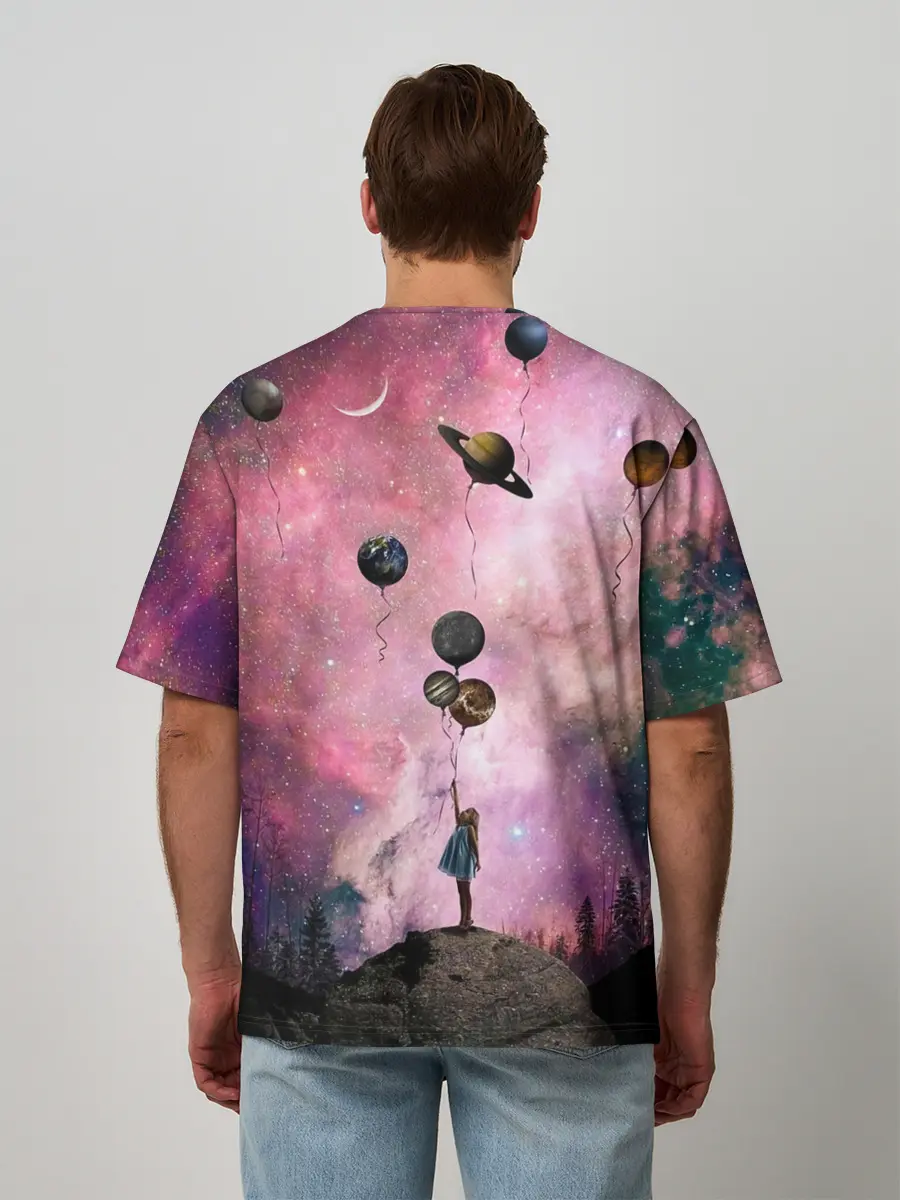 Мужская футболка оверсайз / Девочка и космос