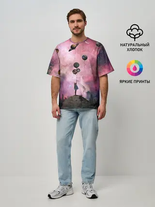 Мужская футболка оверсайз / Девочка и космос