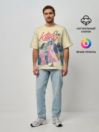 Мужская футболка оверсайз / Killing Eve collage