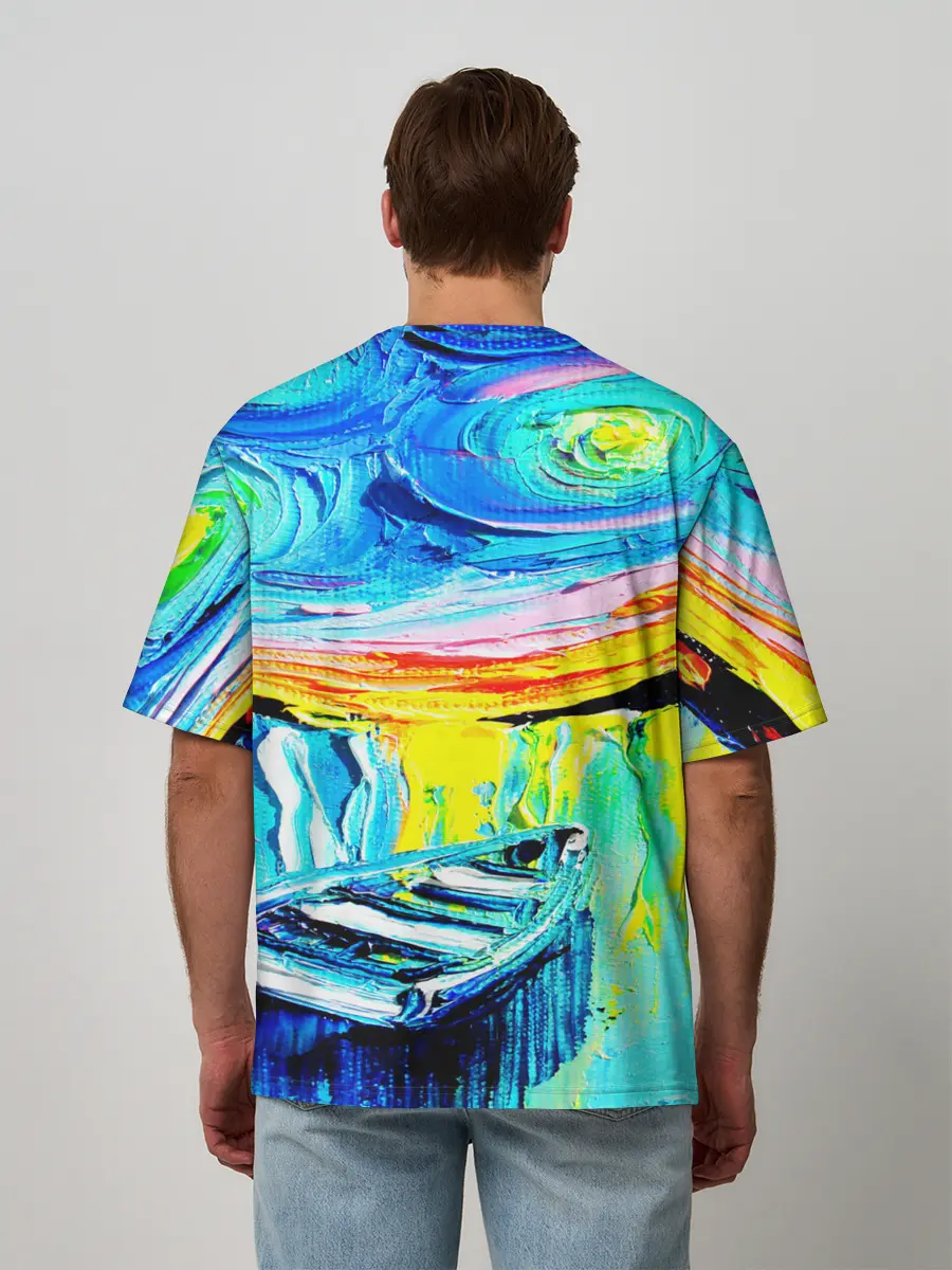 Мужская футболка оверсайз / НОЧНОЙ ПРИЧАЛ ВАНГОГ