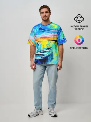 Мужская футболка оверсайз / НОЧНОЙ ПРИЧАЛ ВАНГОГ