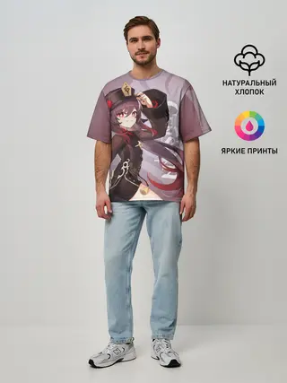 Мужская футболка оверсайз / GENSHIN IMPACT, ХУ ТАО