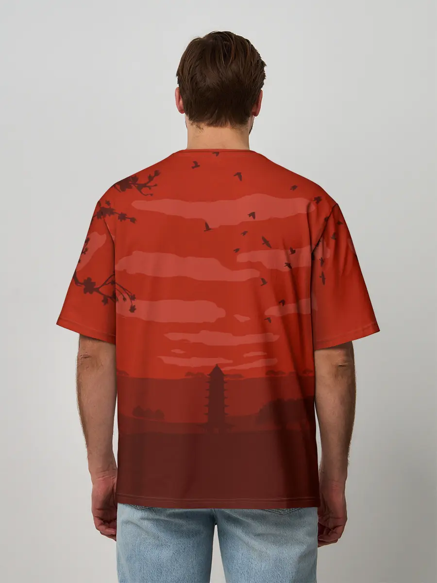 Мужская футболка оверсайз / Сакура