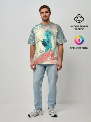 Мужская футболка оверсайз / Русалочка | Mermaid
