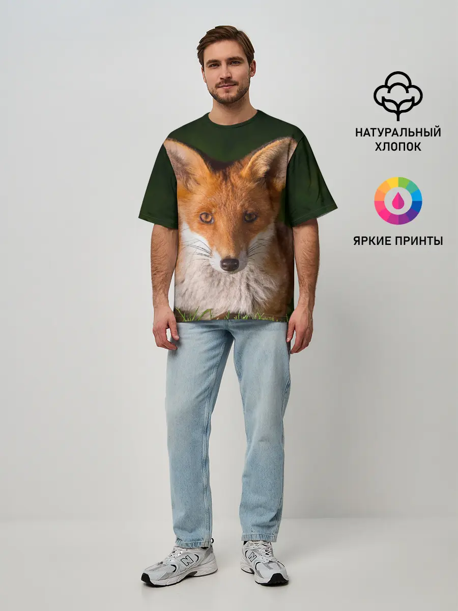 Мужская футболка оверсайз / Лисица