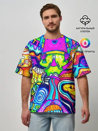 Мужская футболка оверсайз / КИСЛОТНЫЕ РИСУНОК