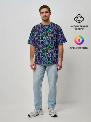 Мужская футболка оверсайз / ГЕЙМЕРСКИЙ НЕОН