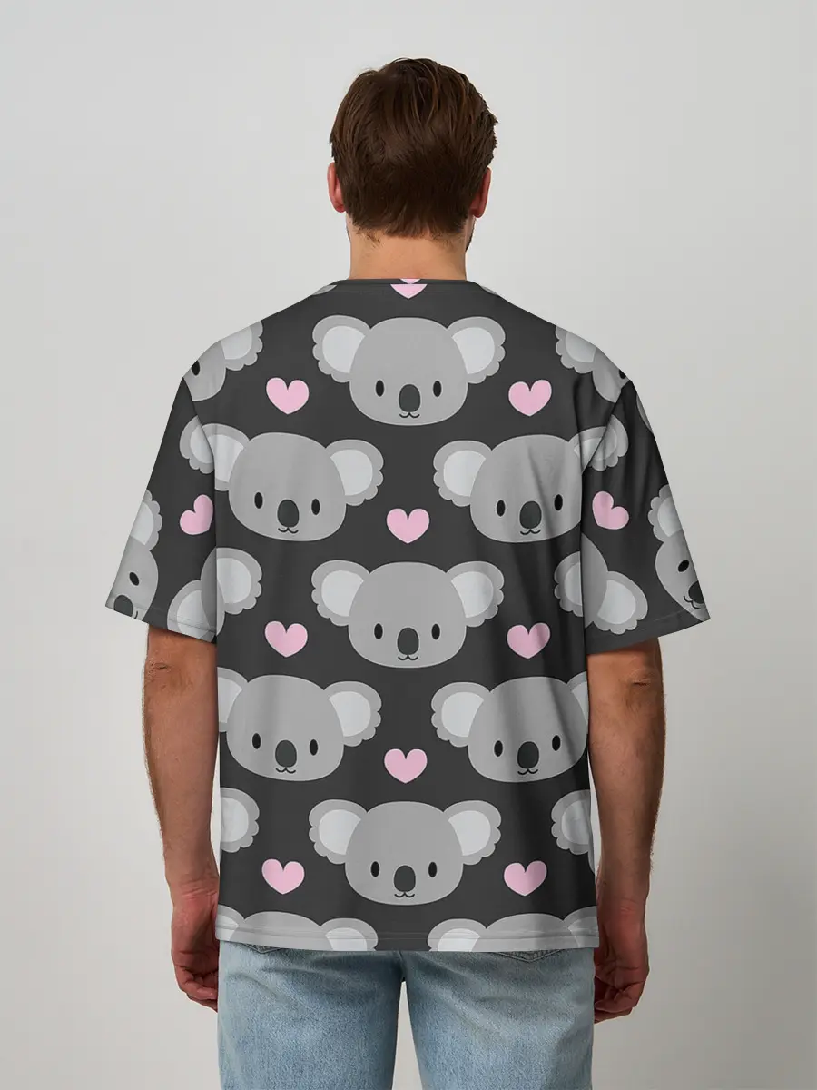 Мужская футболка оверсайз / Мордочки коал