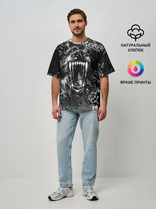 Мужская футболка оверсайз / Волчья пасть