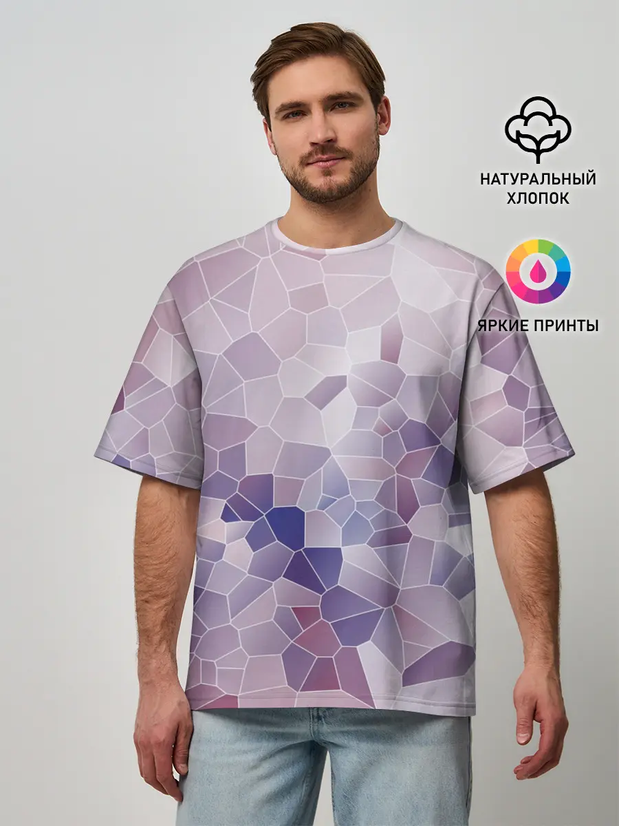 Мужская футболка оверсайз / Узор Мозаика