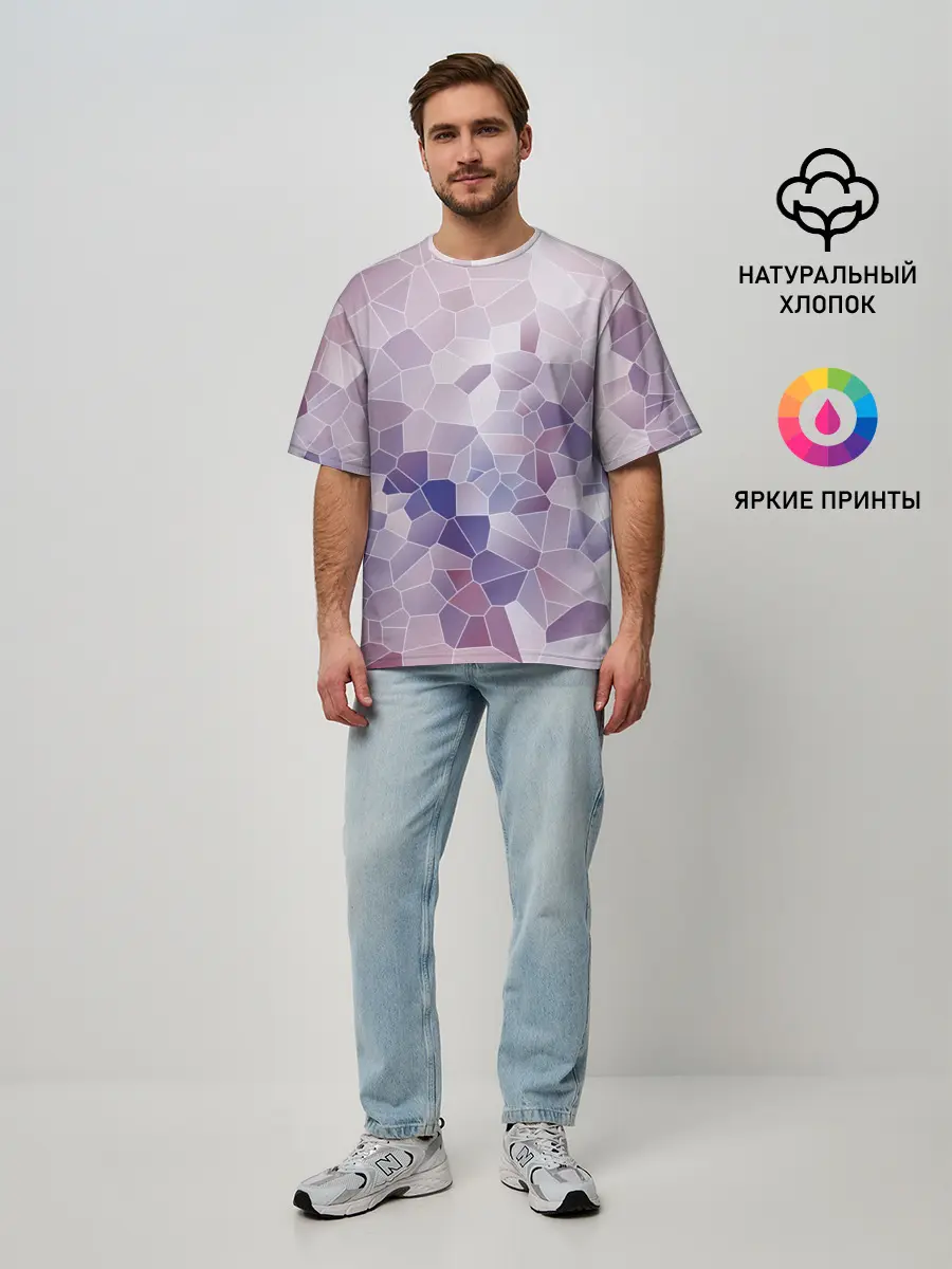 Мужская футболка оверсайз / Узор Мозаика