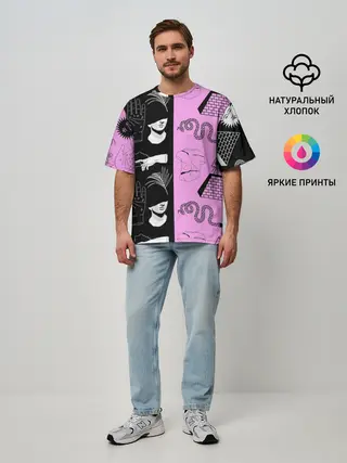 Мужская футболка оверсайз / руки, статуи