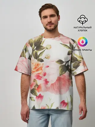 Мужская футболка оверсайз / Нежный букет