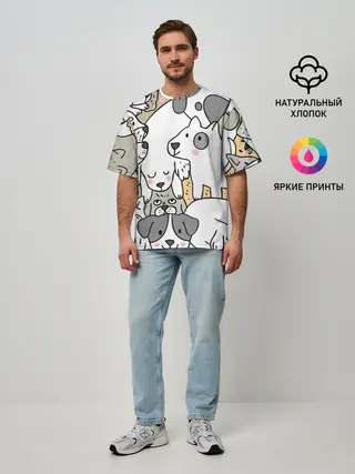 Мужская футболка оверсайз / Собачье собрание