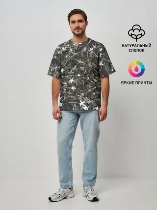 Мужская футболка оверсайз / Звёзды и колючки