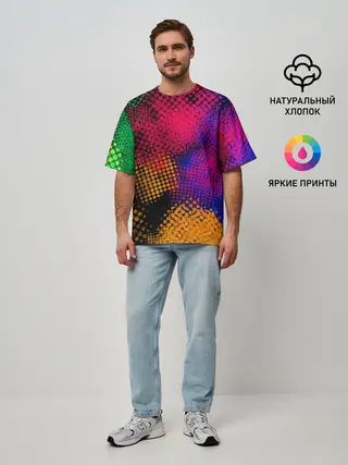 Мужская футболка оверсайз / Цветные Разводы