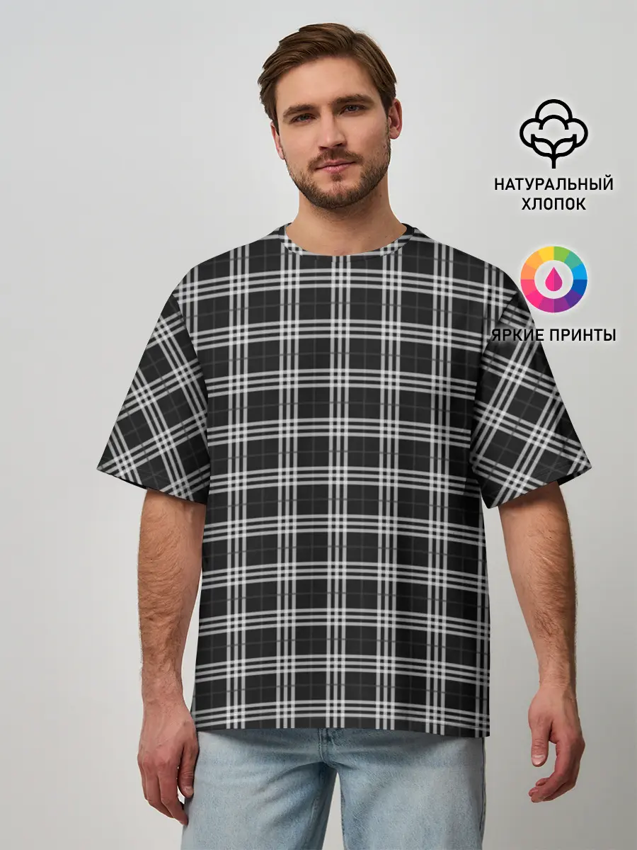 Мужская футболка оверсайз / Шотландка
