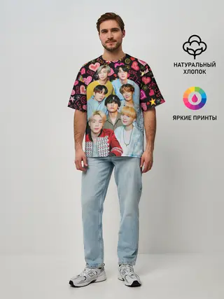 Мужская футболка оверсайз / I Love BTS