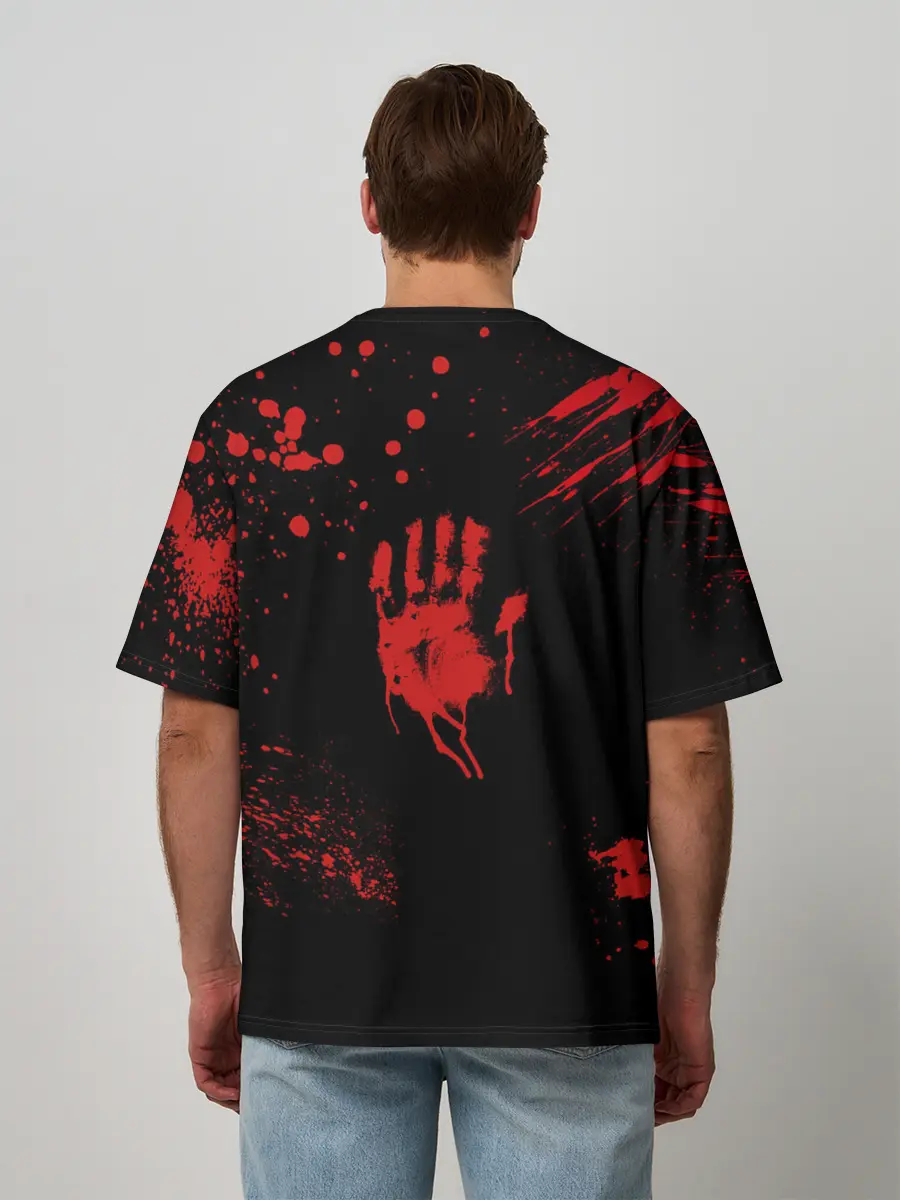 Мужская футболка оверсайз / ГОРЯЧАЯ ОХРАНА | КРУГ ТРЕУГОЛЬНИК КВАДРАТ