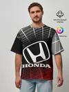 Мужская футболка оверсайз / HONDA / ХОНДА / СЕТКА