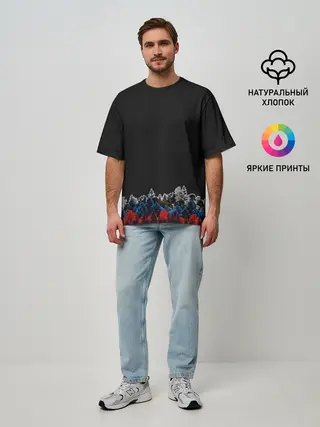 Мужская футболка оверсайз / Флаг из леса