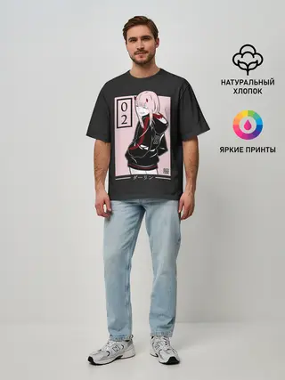 Мужская футболка оверсайз / Zero Twos smile