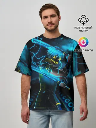 Мужская футболка оверсайз / NEON SAMURAI