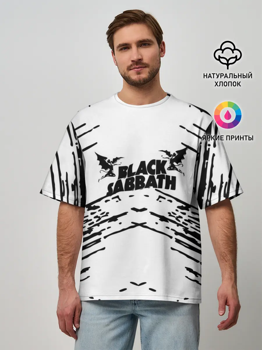 Мужская футболка оверсайз / black sabbath