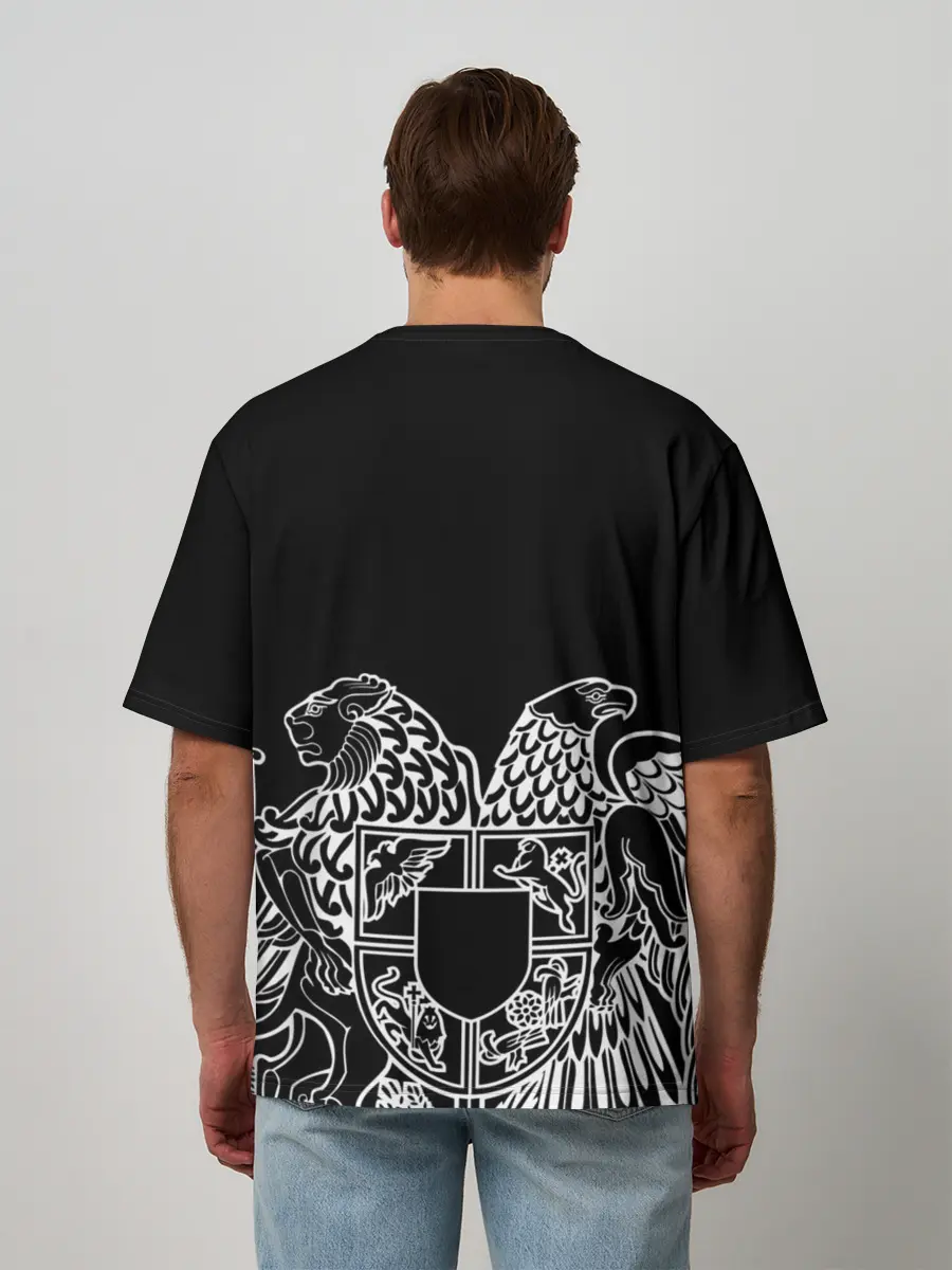 Мужская футболка оверсайз / Герб Армении и флаг