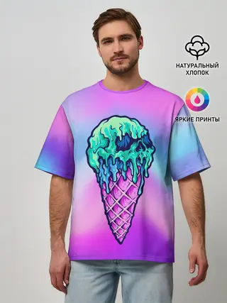 Мужская футболка оверсайз / Мороженое | Ice Scream | Череп
