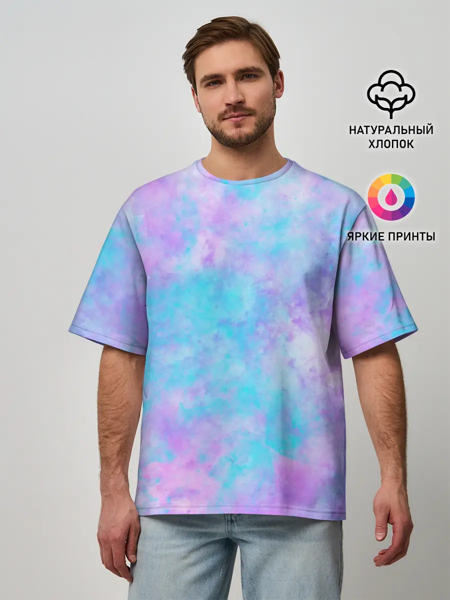 Мужская футболка оверсайз / Мрамор Tie Dye